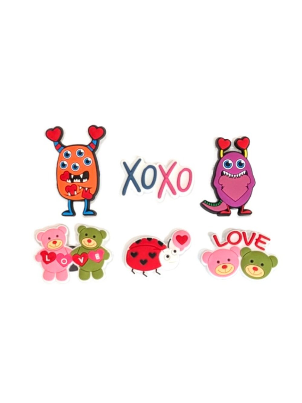 LOVE BUG SHOE CHARM COLLECTION (Pack of 6) Fits Both Shoelaces and Clogs